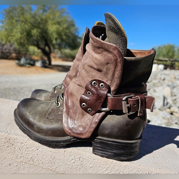 A.S.98 Simon ITALIAN HANDMADE LEATHER BOOTS Rare Color Sz 37 - Picture 2 of 7